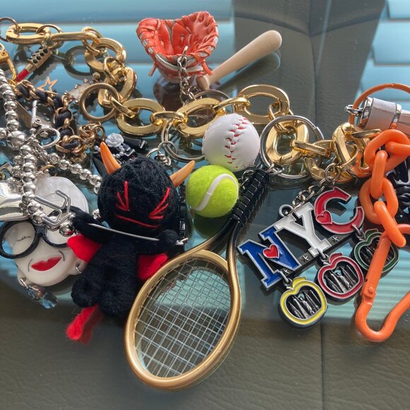 NYC Tennis Baseball Devil Key Chain Swag Purse Decor Fashion Trendy Bag Chain - Picture 2 of 5